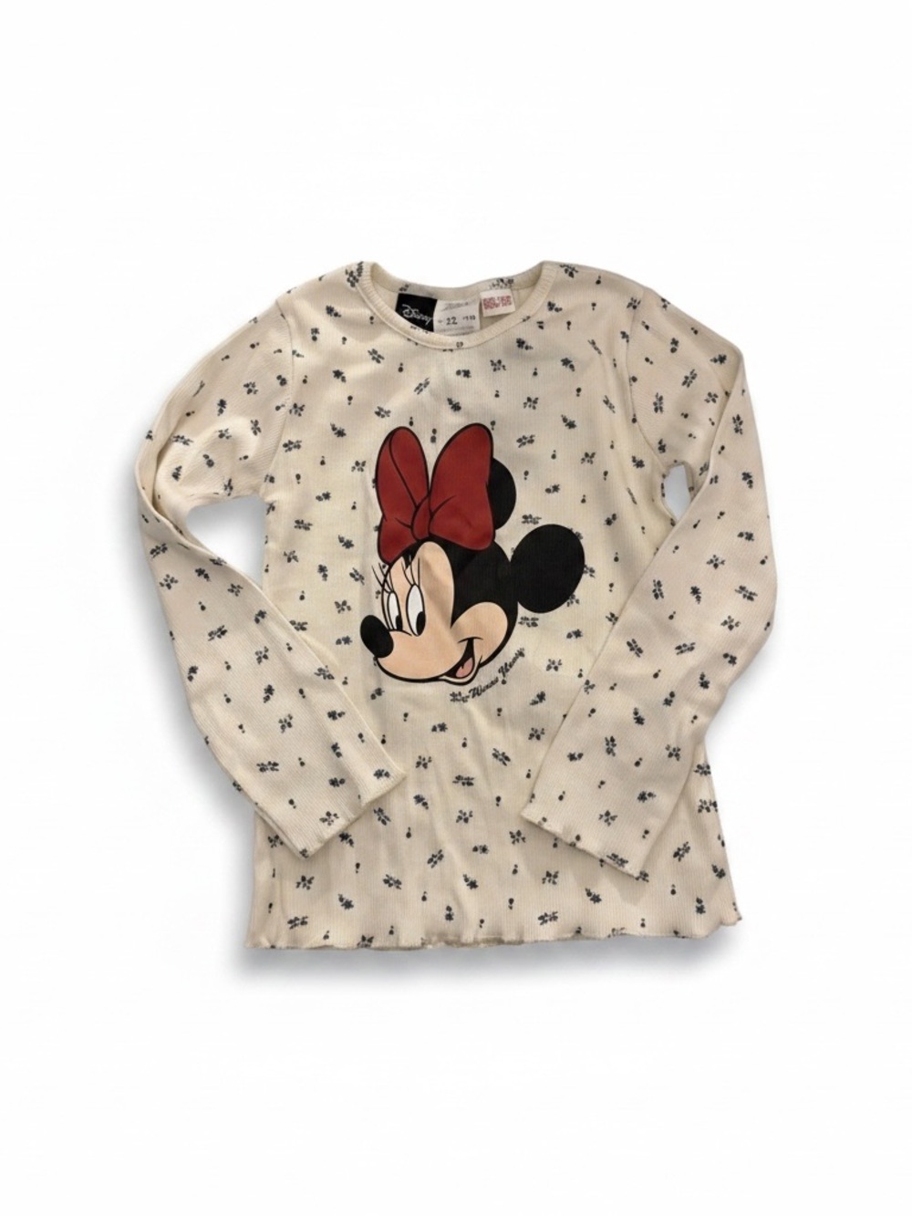 Zara Cream Long-Sleeve Minnie Mouse Tee with Red Bow